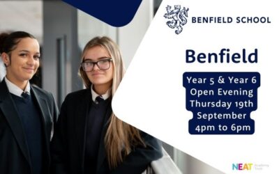 Benfield Y5 & Y6 Open Evening 19th September 4pm to 6pm